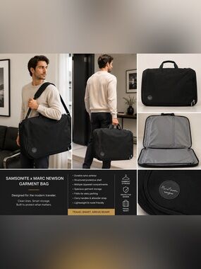 Samsonite Marc Newson Black Travel Garment Bag Suit Carrier Foldable Luggage